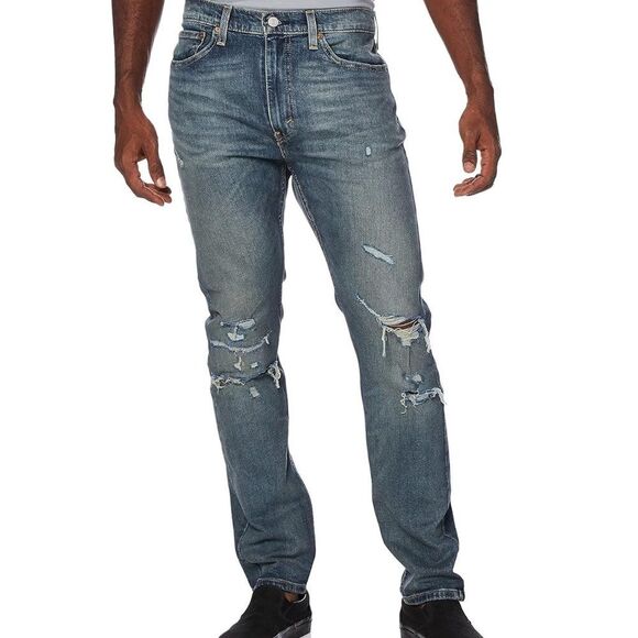 Levi's 510 Skinny Flex Stretch Jeans Ripped Distressed Blue Men's Size 29 x 30 - Picture 2 of 12